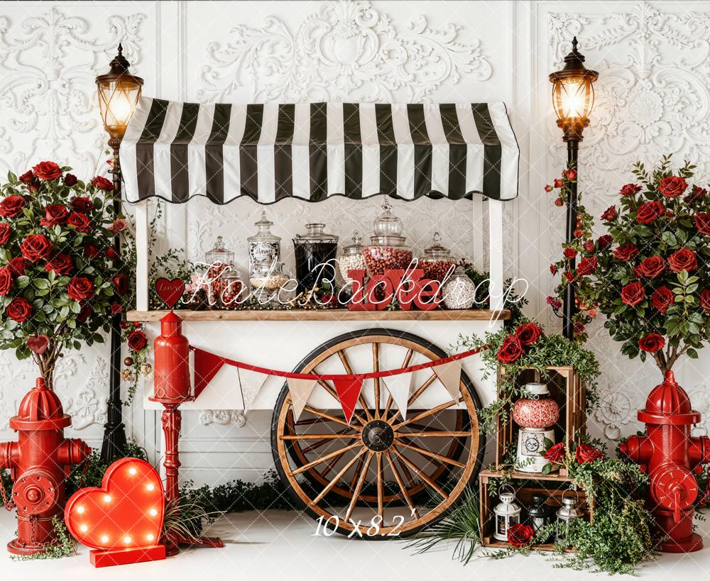 Kate Valentine Candy Cart Roses Fleece Backdrop Designed by Emetselch - Image 5