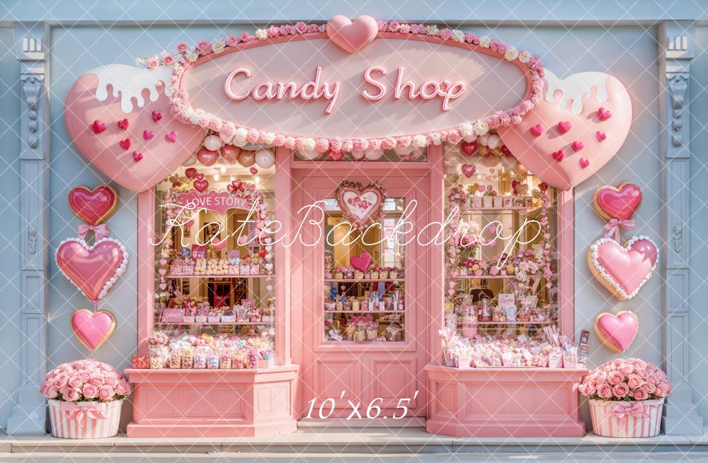 Kate Valentine Candy Shop Hearts Pink Backdrop Designed by Emetselch - Image 5