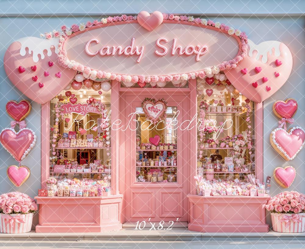 Kate Valentine Candy Shop Hearts Pink Backdrop Designed by Emetselch - Image 6