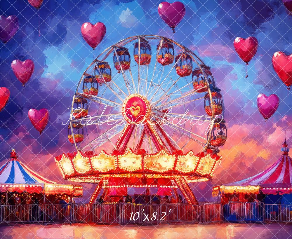 Kate Valentine Carnival Ferris Wheel Carousel Backdrop Designed by Emetselch - Image 2