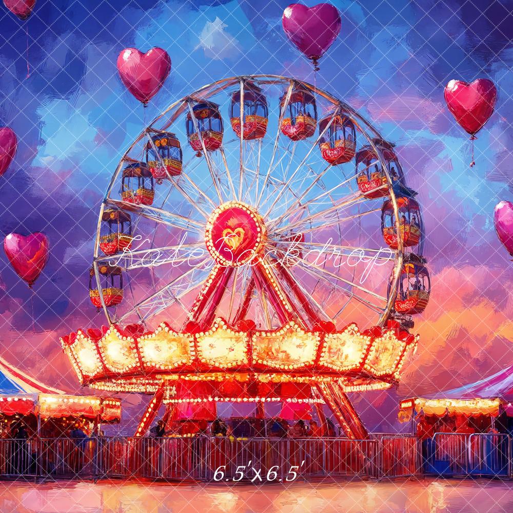 Kate Valentine Carnival Ferris Wheel Carousel Backdrop Designed by Emetselch - Image 4
