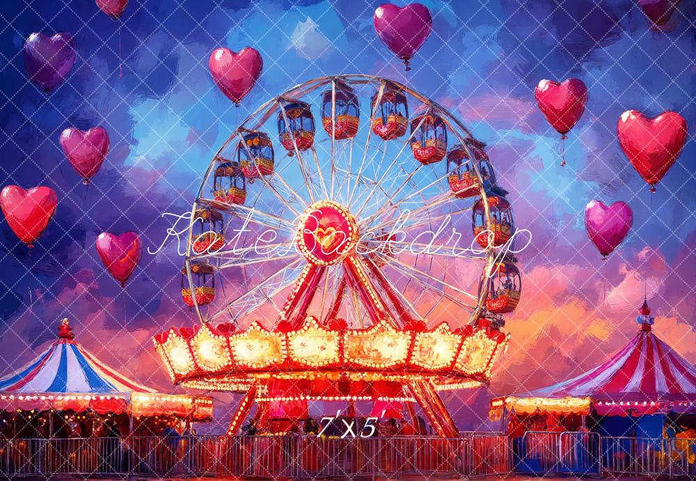 Kate Valentine Carnival Ferris Wheel Carousel Backdrop Designed by Emetselch - Image 5