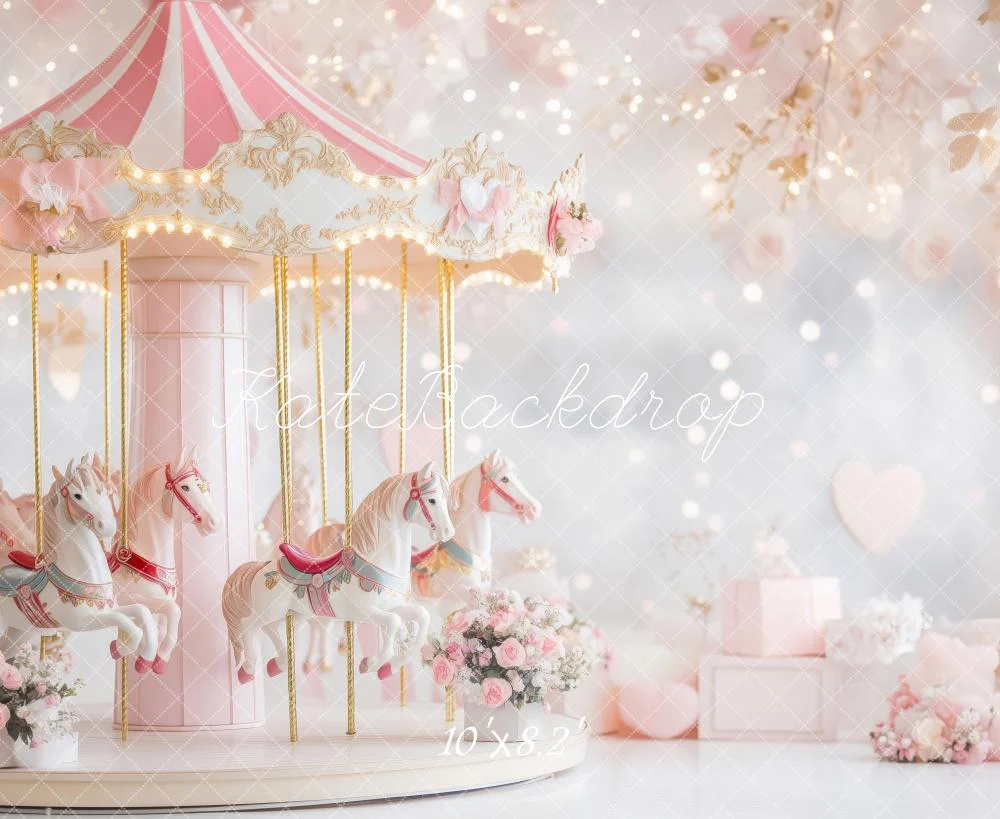Kate Valentine Carousel Pink Floral Backdrop Designed by Patty Robert - Image 5