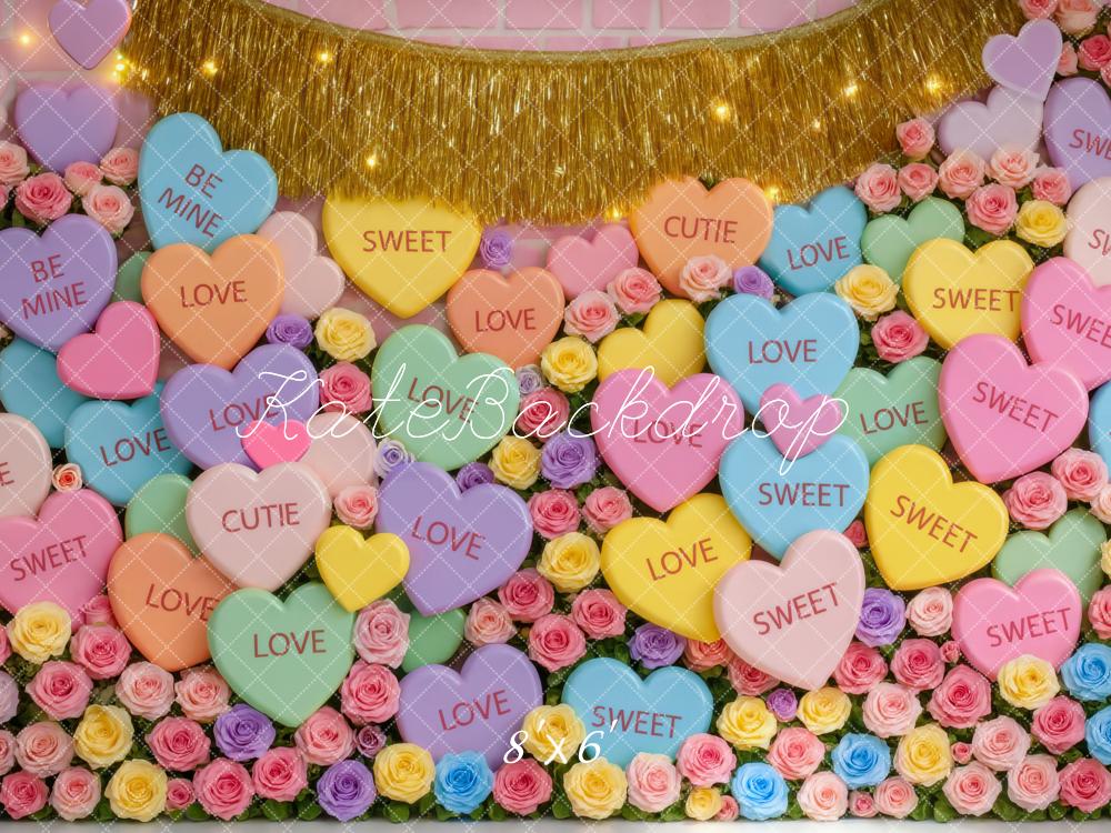 Kate Valentine Conversation Hearts Roses Garland Backdrop Designed by Mini MakeBelieve - Image 3