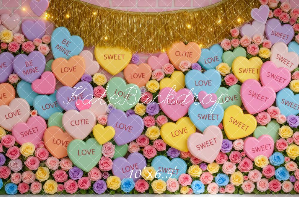 Kate Valentine Conversation Hearts Roses Garland Backdrop Designed by Mini MakeBelieve - Image 4