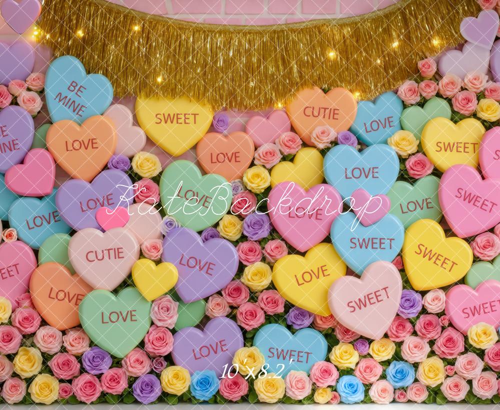 Kate Valentine Conversation Hearts Roses Garland Backdrop Designed by Mini MakeBelieve - Image 6