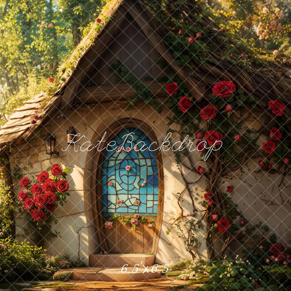 Kate Valentine Fairy Cottage Roses Backdrop Designed by Emetselch - Image 2