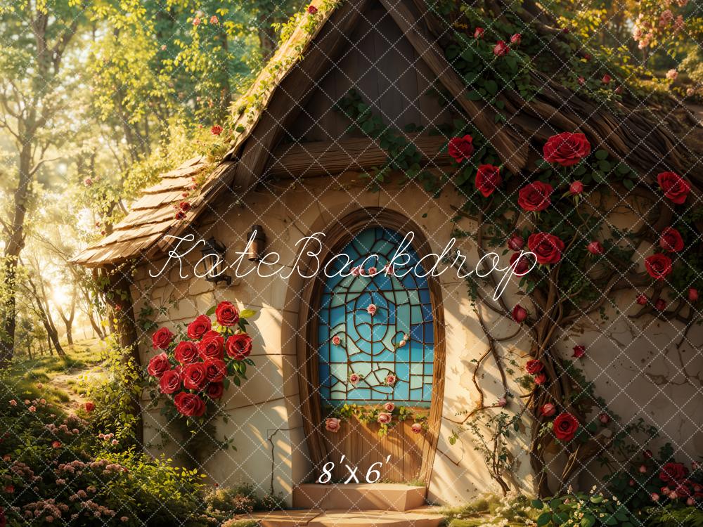 Kate Valentine Fairy Cottage Roses Backdrop Designed by Emetselch - Image 3