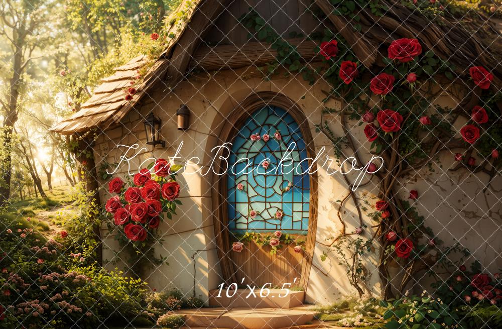 Kate Valentine Fairy Cottage Roses Backdrop Designed by Emetselch - Image 4
