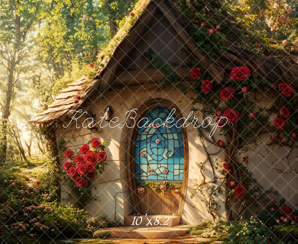 Kate Valentine Fairy Cottage Roses Backdrop Designed by Emetselch - Image 5