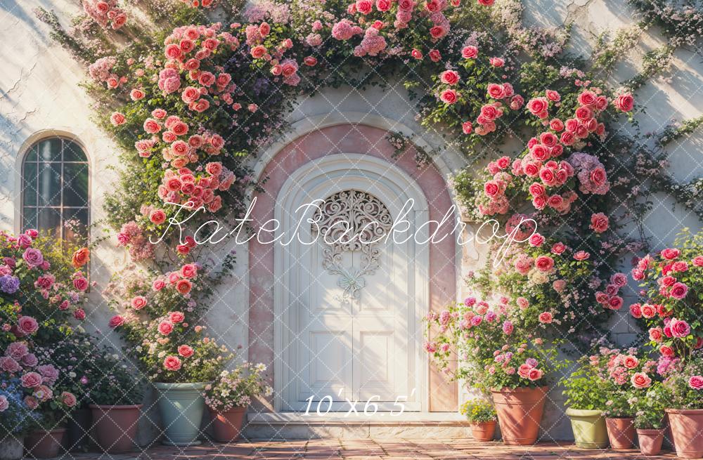 Kate Valentine Floral Arch Door Retro Fleece Backdrop Designed by Emetselch - Image 2