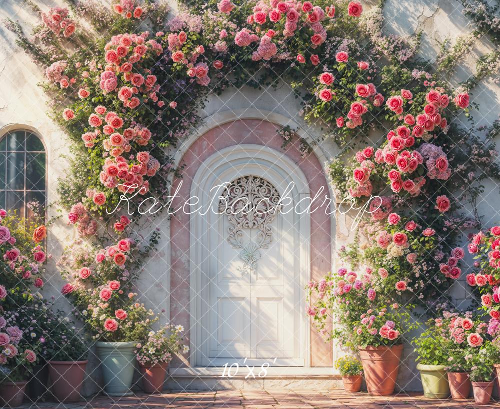 Kate Valentine Floral Arch Door Retro Fleece Backdrop Designed by Emetselch - Image 3
