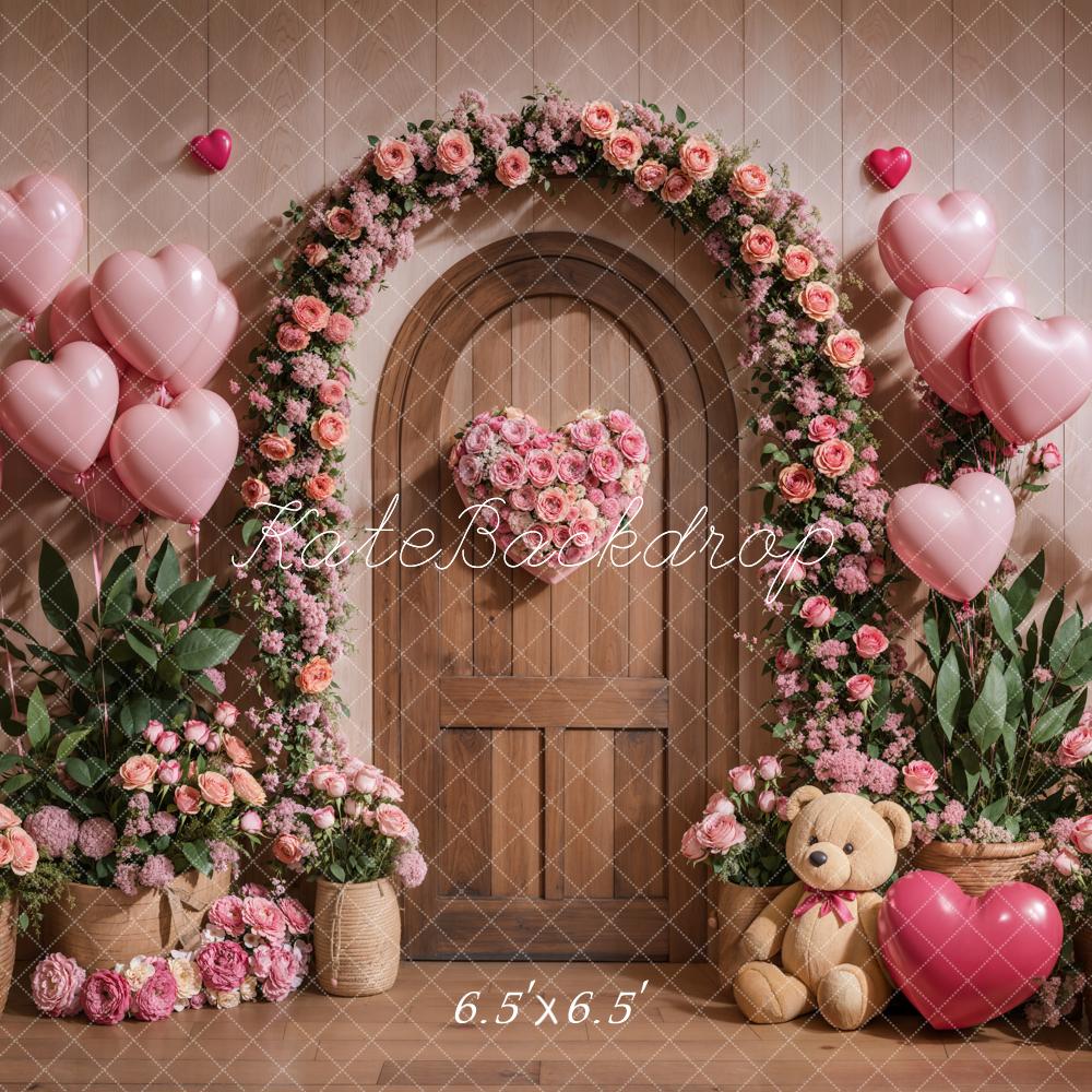 Kate Valentine Floral Arch Pink Balloons Backdrop Designed by Emetselch - Image 2