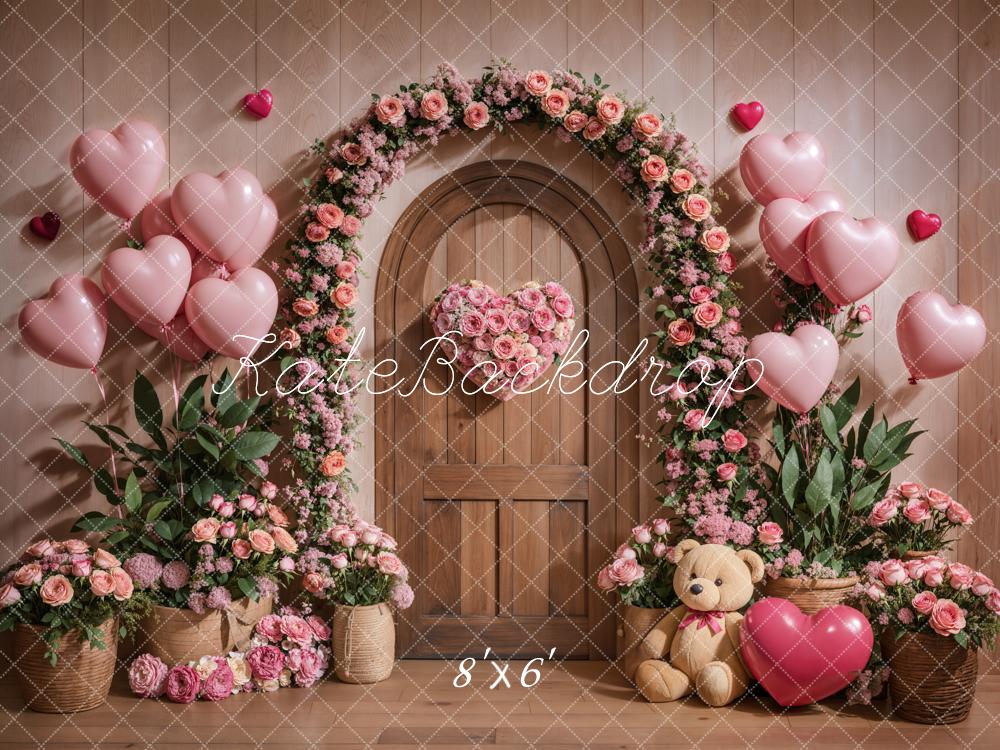 Kate Valentine Floral Arch Pink Balloons Backdrop Designed by Emetselch - Image 3