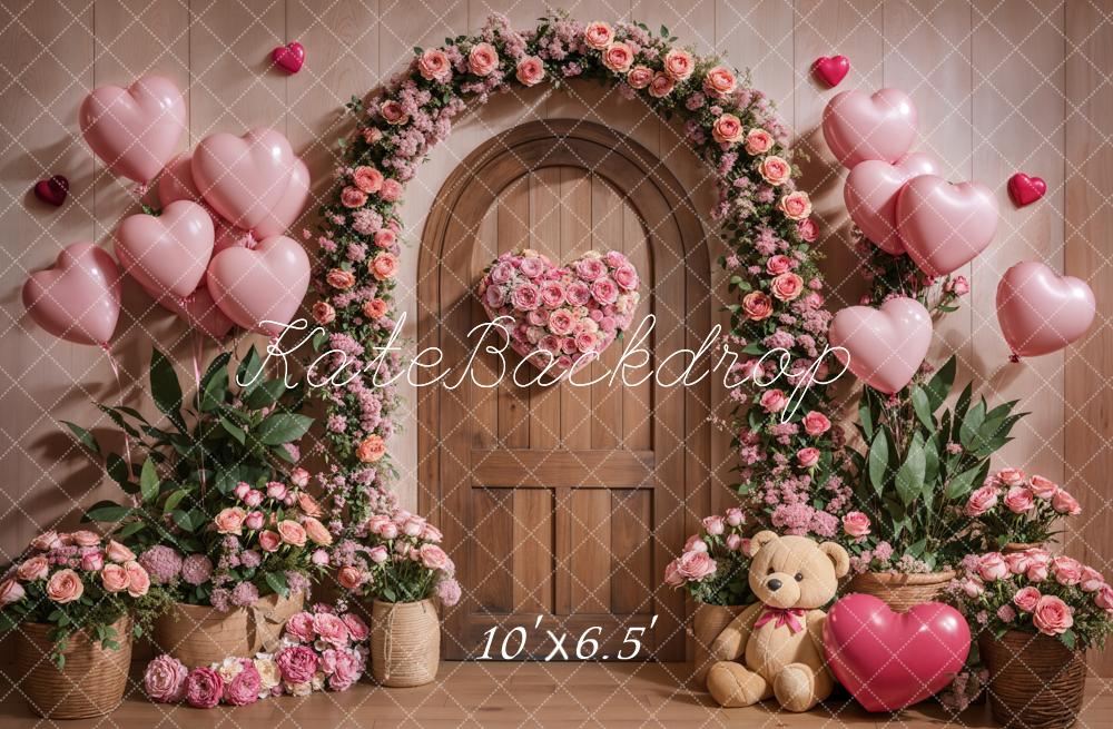 Kate Valentine Floral Arch Pink Balloons Backdrop Designed by Emetselch - Image 4