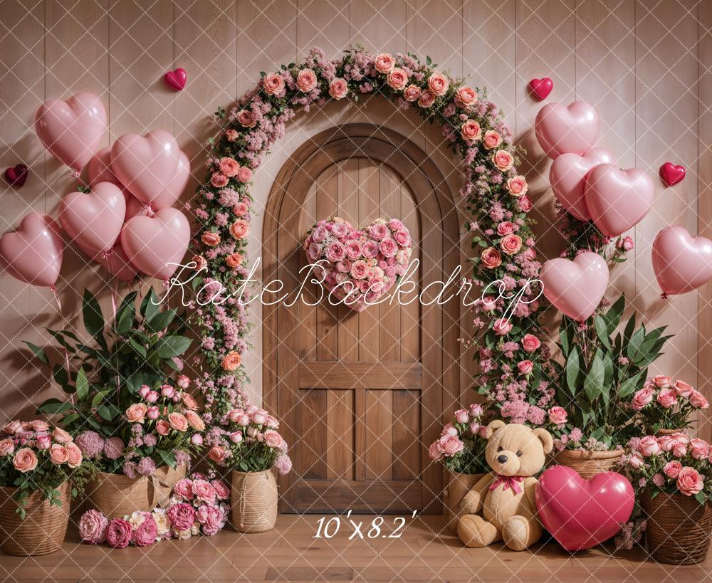 Kate Valentine Floral Arch Pink Balloons Backdrop Designed by Emetselch - Image 5