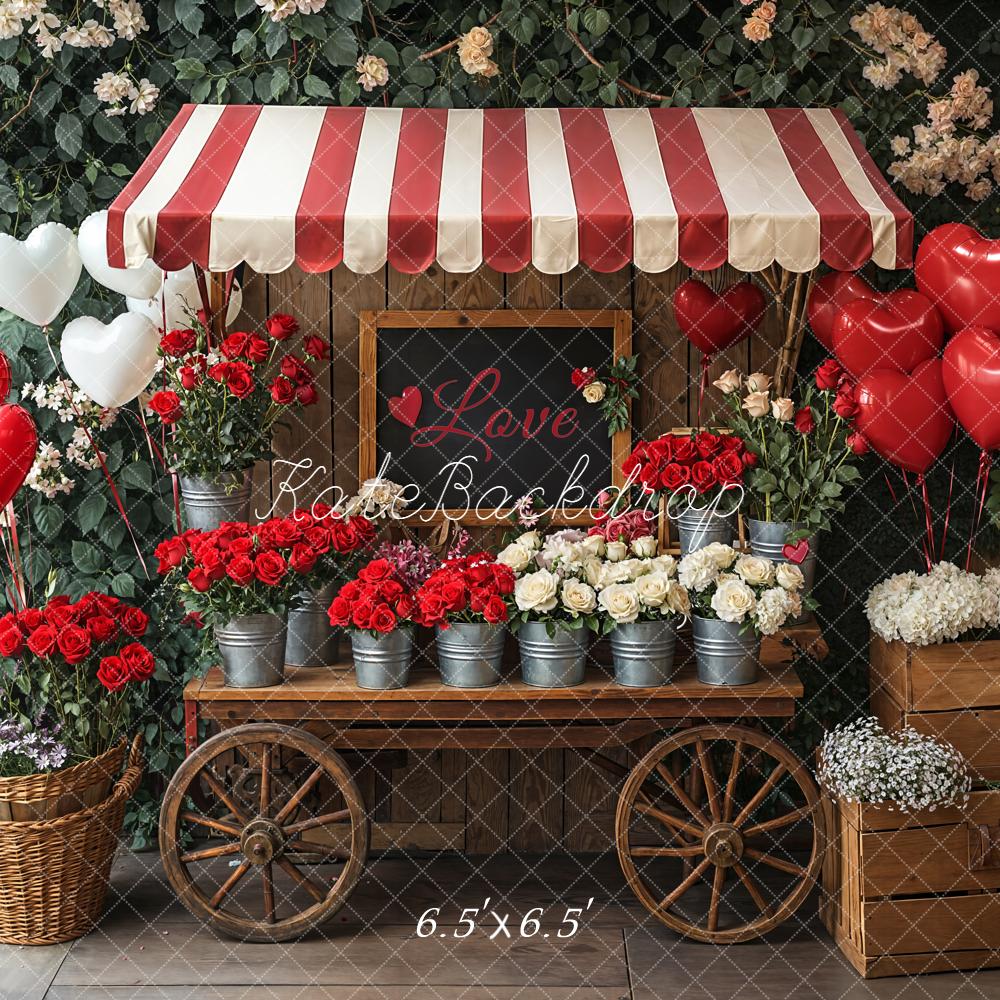 Kate Valentine Floral Cart Heart Balloons Backdrop Designed by Emetselch - Image 2
