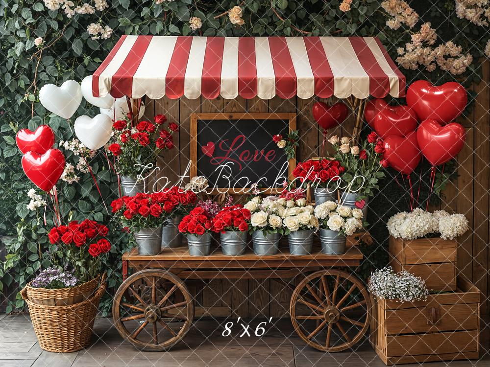 Kate Valentine Floral Cart Heart Balloons Backdrop Designed by Emetselch - Image 3