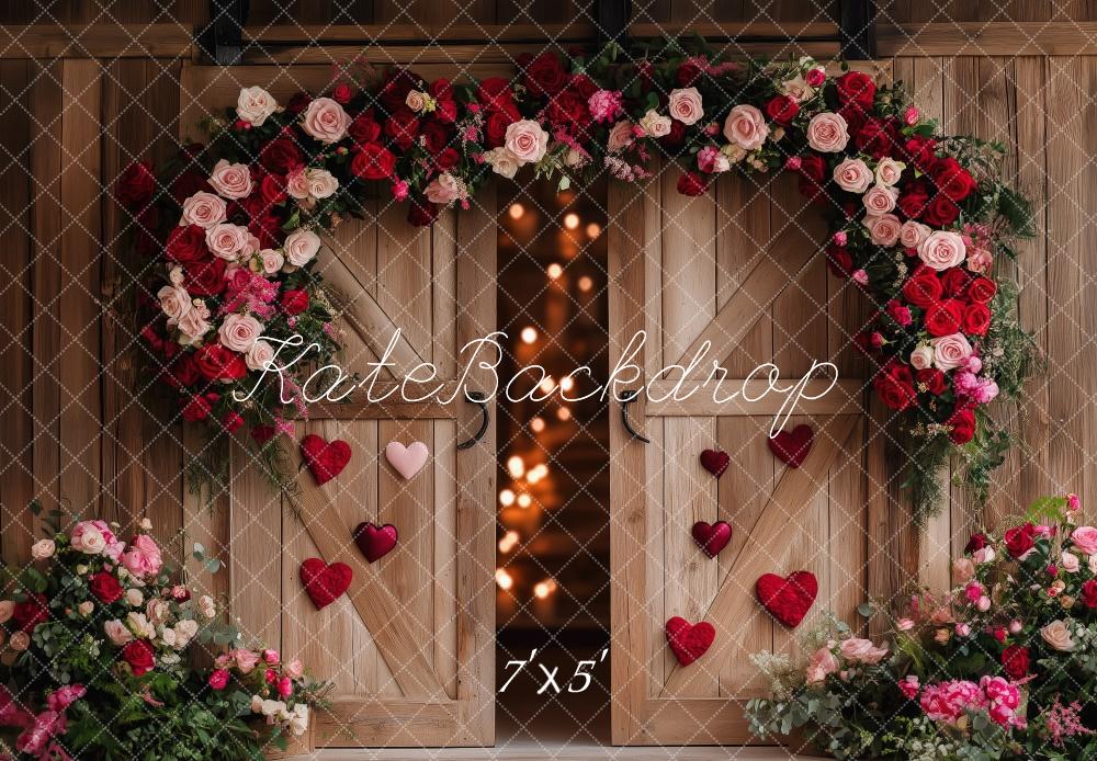Kate Valentine Floral Heart Barn Door Backdrop Designed by Patty Robert