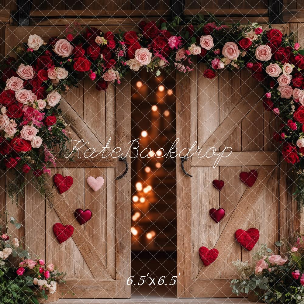 Kate Valentine Floral Heart Barn Door Backdrop Designed by Patty Robert - Image 2