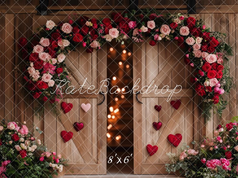 Kate Valentine Floral Heart Barn Door Backdrop Designed by Patty Robert - Image 3