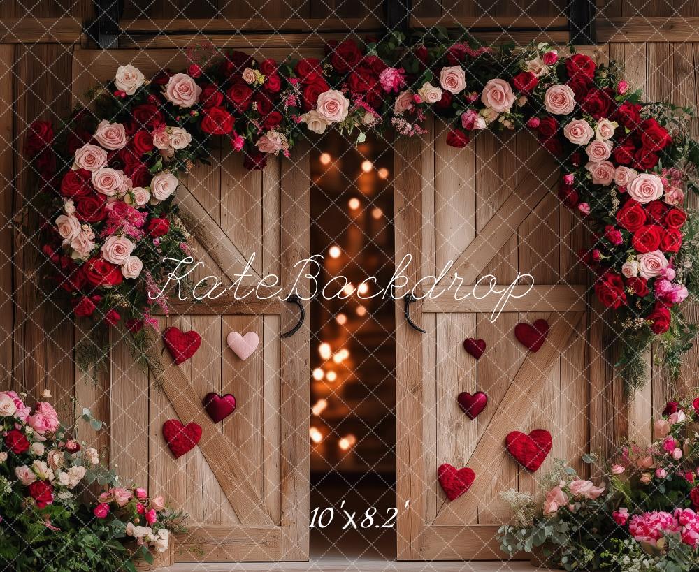 Kate Valentine Floral Heart Barn Door Backdrop Designed by Patty Robert - Image 5