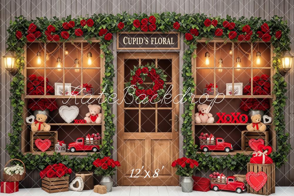 Kate Valentine Floral Shop Red Hearts Fleece Backdrop Designed by Patty Robert - Image 4