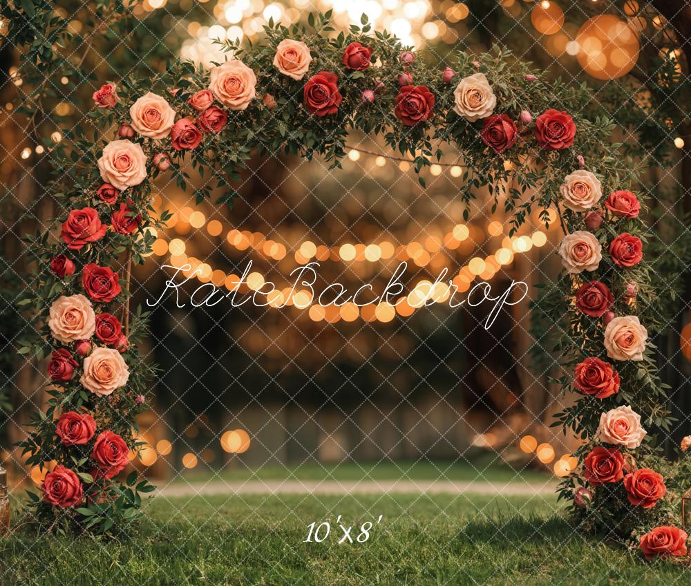 Kate Valentine Flower Arch Garden Wedding Fleece Backdrop Designed by Emetselch - Image 3