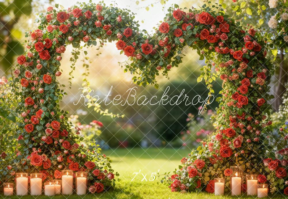 Kate Valentine Garland Red Roses Heart Shape Backdrop Designed by Emetselch
