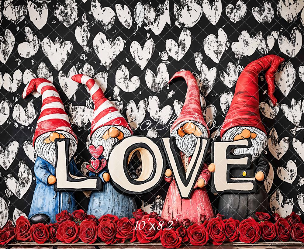 Kate Valentine Gnomes Love Roses Backdrop Designed by Emetselch - Image 5