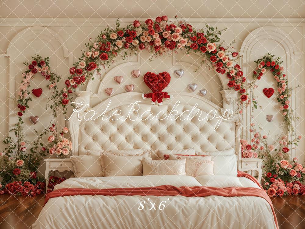 Kate Valentine Headboard Floral Arch Fleece Backdrop Designed by Emetselch