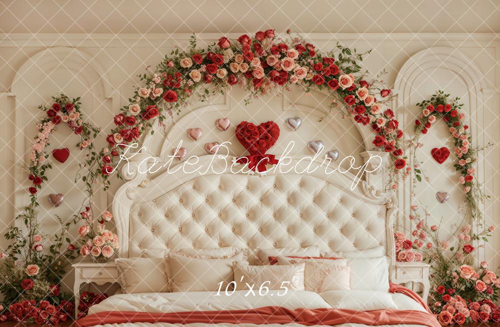 Kate Valentine Headboard Floral Arch Fleece Backdrop Designed by Emetselch - Image 2