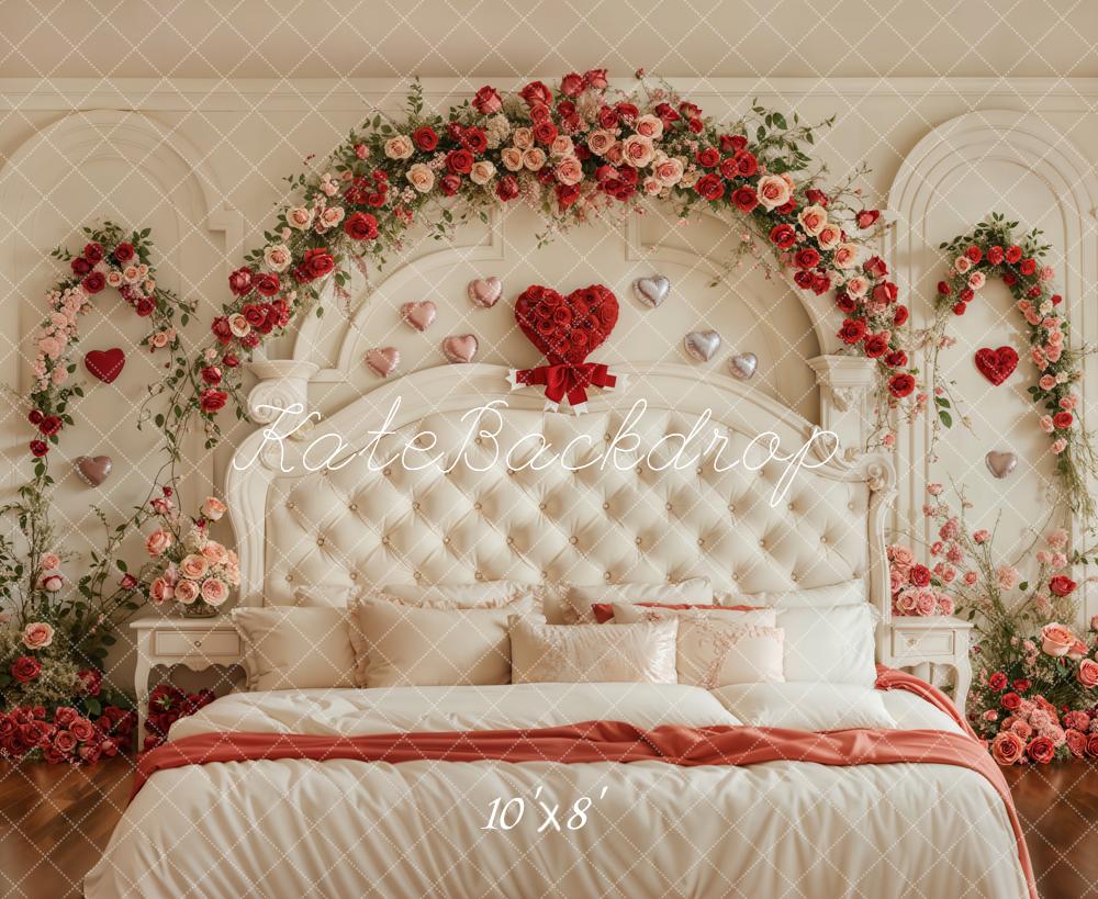 Kate Valentine Headboard Floral Arch Fleece Backdrop Designed by Emetselch - Image 3