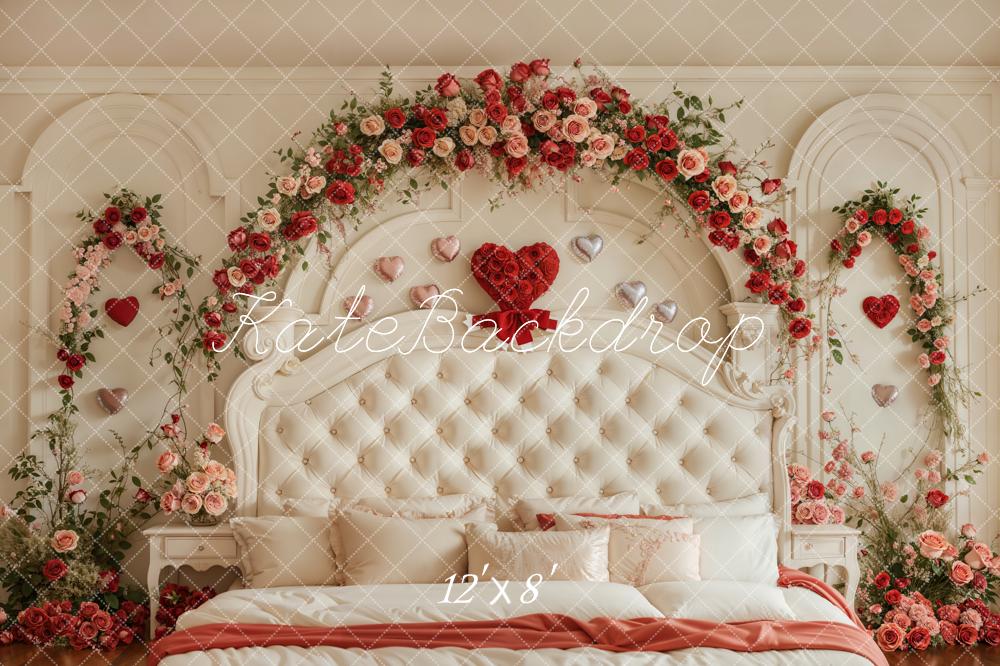 Kate Valentine Headboard Floral Arch Fleece Backdrop Designed by Emetselch - Image 4