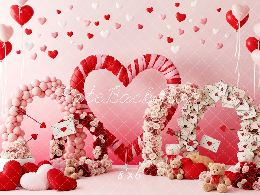 Kate Valentine Heart Arches Balloons Teddy Bears Backdrop Designed by Patty Robert - Image 3