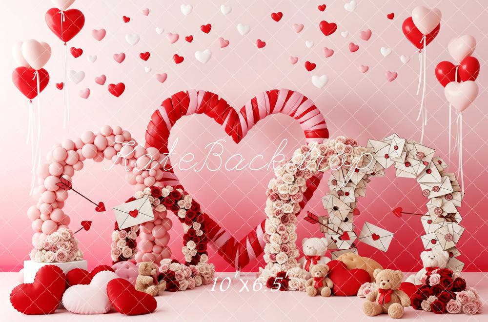 Kate Valentine Heart Arches Balloons Teddy Bears Backdrop Designed by Patty Robert - Image 4