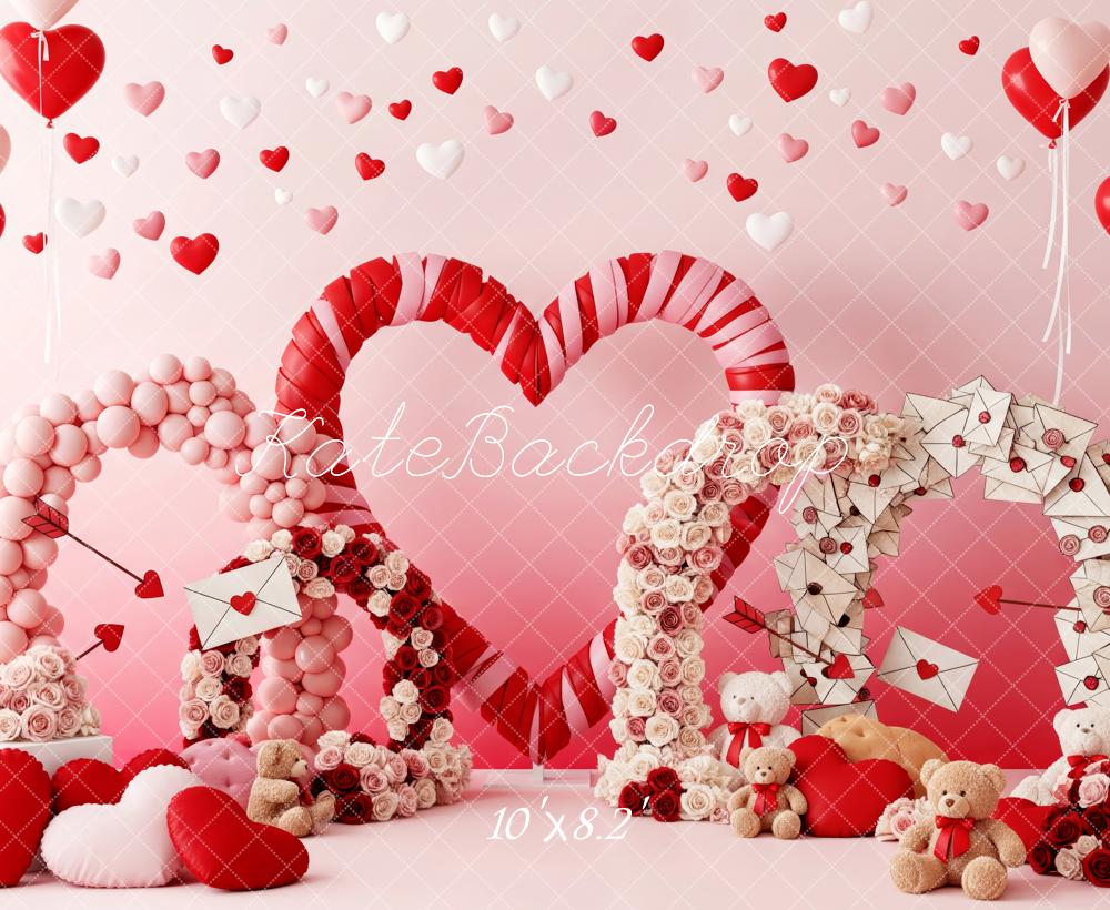 Kate Valentine Heart Arches Balloons Teddy Bears Backdrop Designed by Patty Robert - Image 6