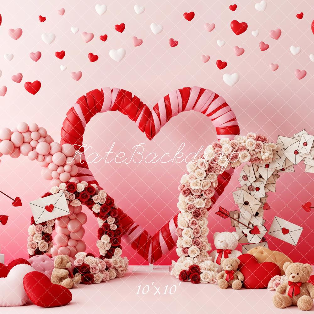 Kate Valentine Heart Arches Balloons Teddy Bears Backdrop Designed by Patty Robert - Image 7