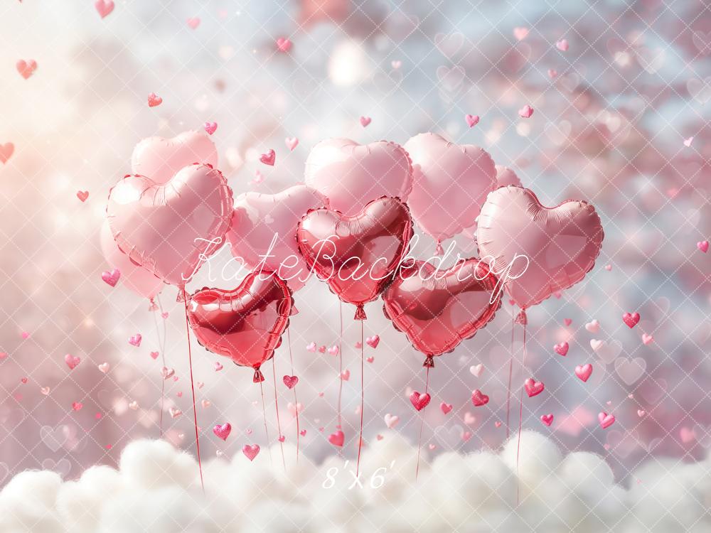 Kate Valentine Heart Balloons Pink Clouds Backdrop Designed by Emetselch - Image 5