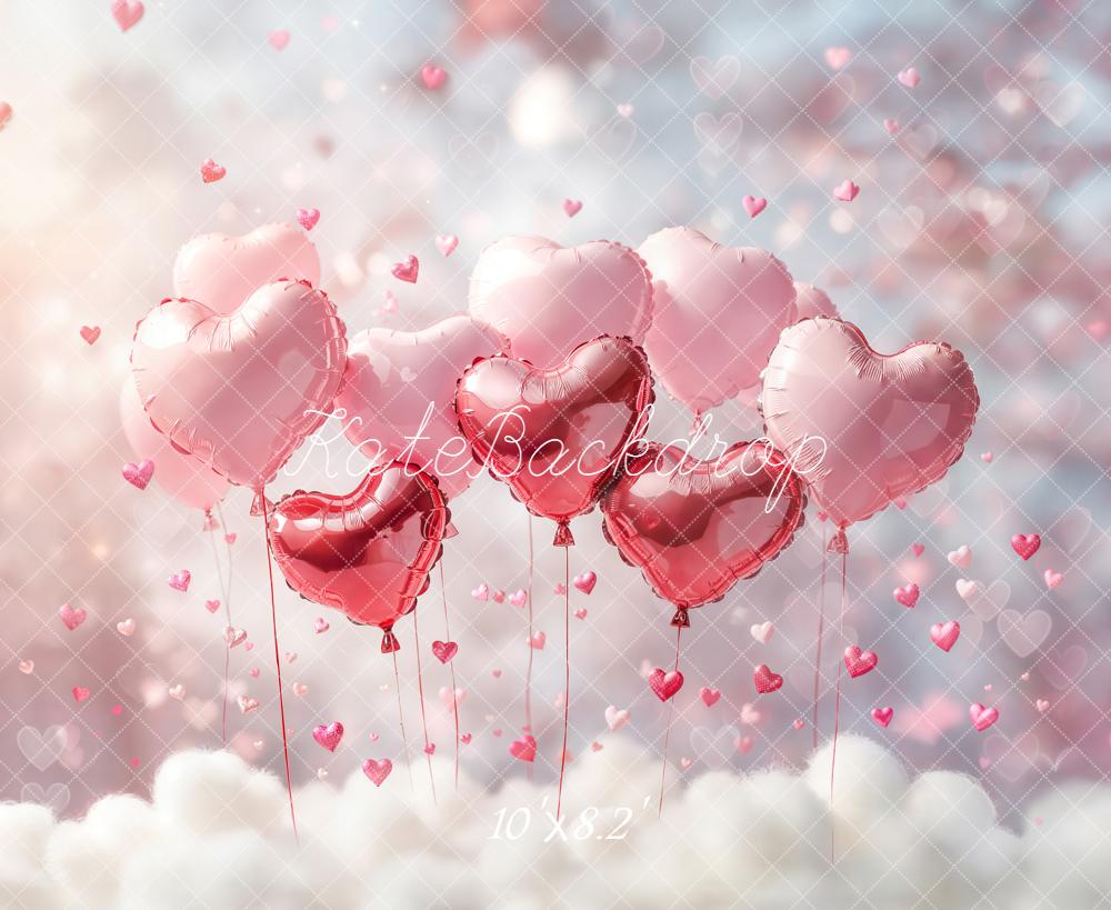 Kate Valentine Heart Balloons Pink Clouds Backdrop Designed by Emetselch - Image 8