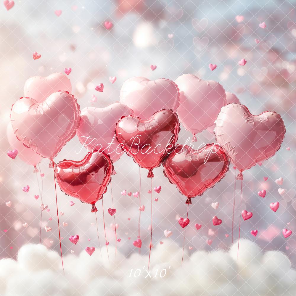 Kate Valentine Heart Balloons Pink Clouds Backdrop Designed by Emetselch - Image 9