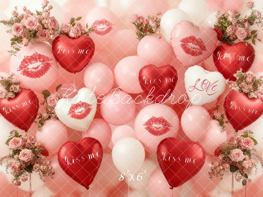 Kate Valentine Heart Balloons Rose Backdrop Designed by Emetselch - Image 3