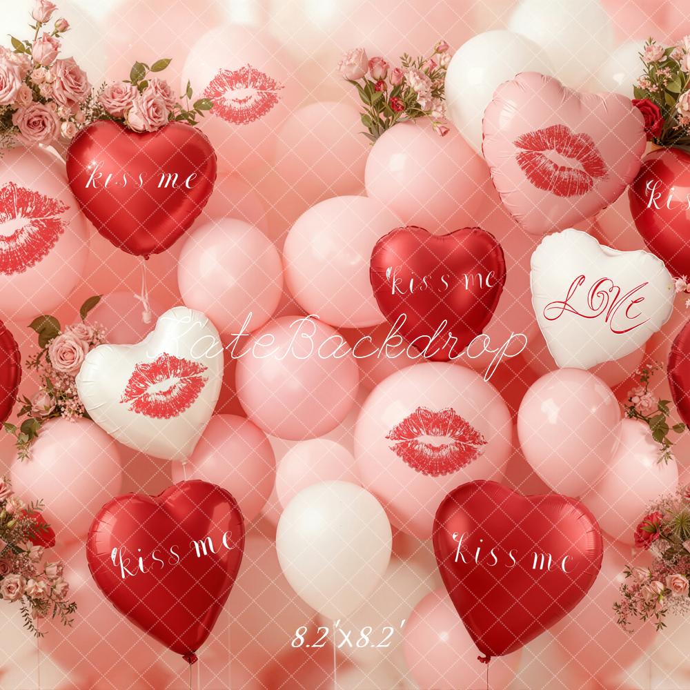 Kate Valentine Heart Balloons Rose Backdrop Designed by Emetselch - Image 5