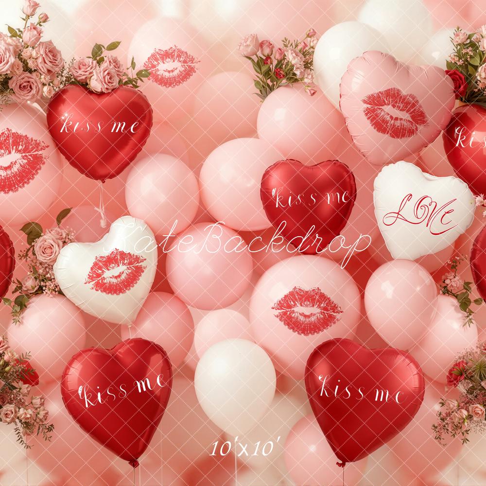 Kate Valentine Heart Balloons Rose Backdrop Designed by Emetselch - Image 7