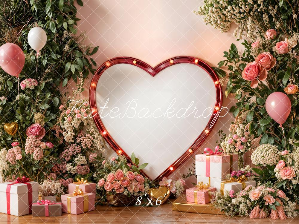 Kate Valentine Heart Balloons Rose Presents Backdrop Designed by Emetselch - Image 3