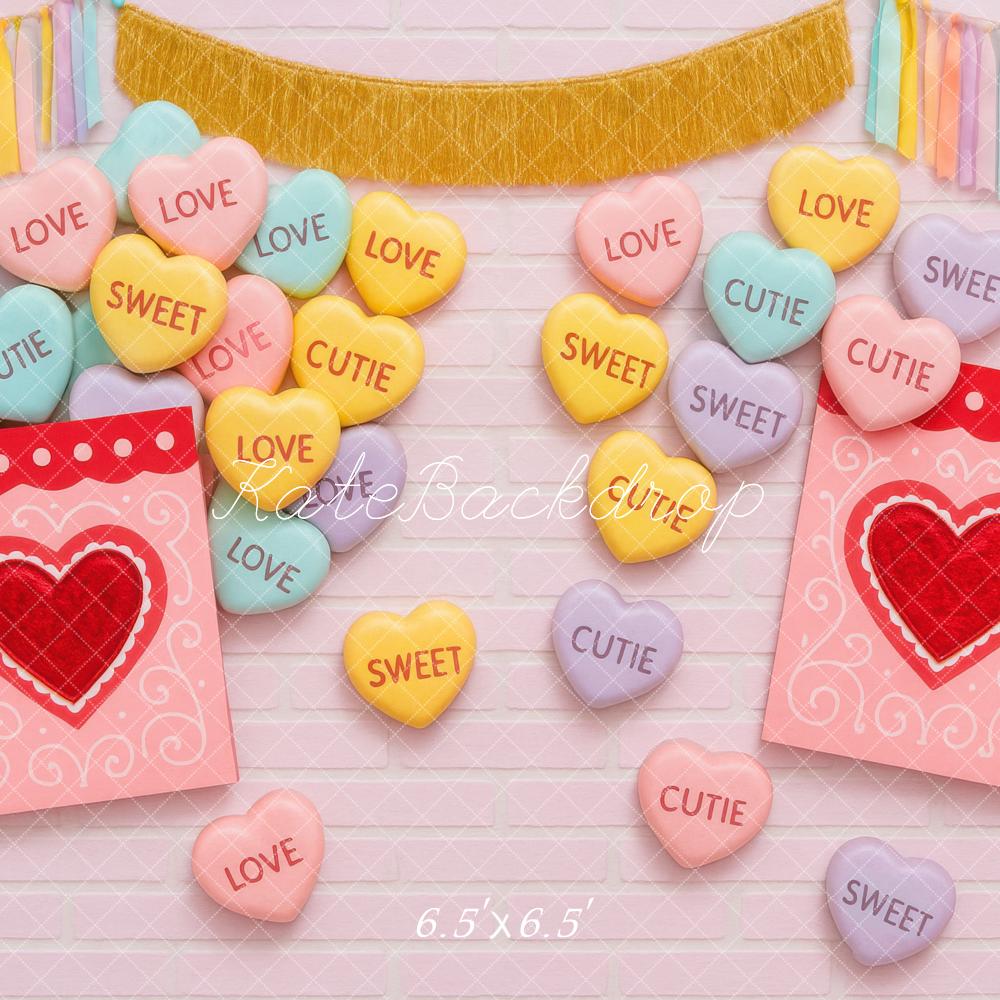 Kate Valentine Heart Cards Sweets Pastel Backdrop Designed by Mini MakeBelieve - Image 2