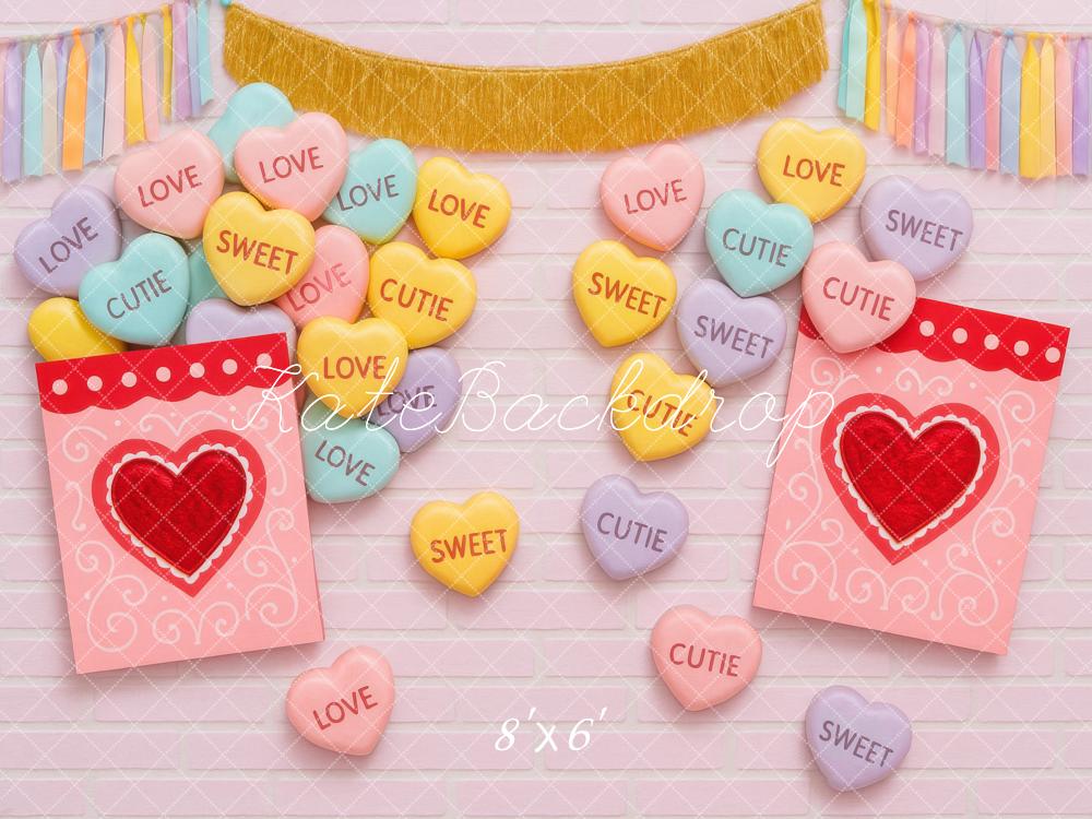 Kate Valentine Heart Cards Sweets Pastel Backdrop Designed by Mini MakeBelieve - Image 3