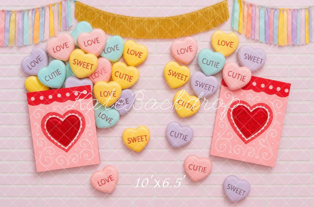Kate Valentine Heart Cards Sweets Pastel Backdrop Designed by Mini MakeBelieve - Image 4