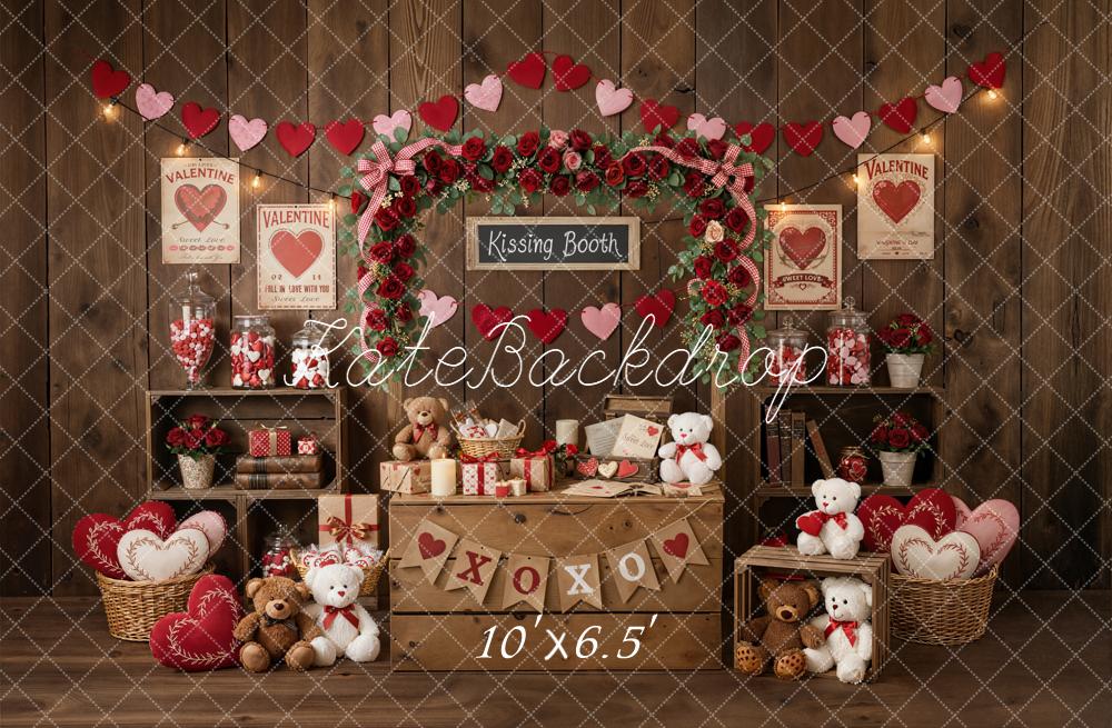 Kate Valentine Heart Garland Roses Wooden Crates Backdrop Designed by Emstselch - Image 4