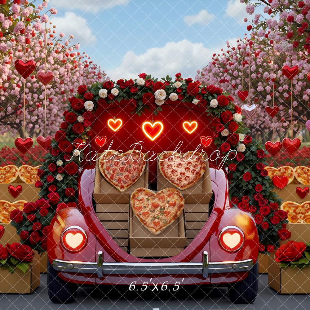Kate Valentine Heart Pizza Car Blossom Backdrop Designed by Mini MakeBelieve - Image 2